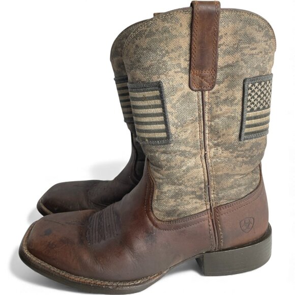 Ariat Leather Western Cowboy Camo Square Toe Boots Men's 9 D - Picture 6 of 10